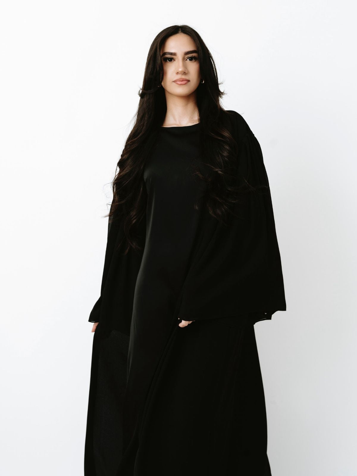Laila Open Abaya Set - Black