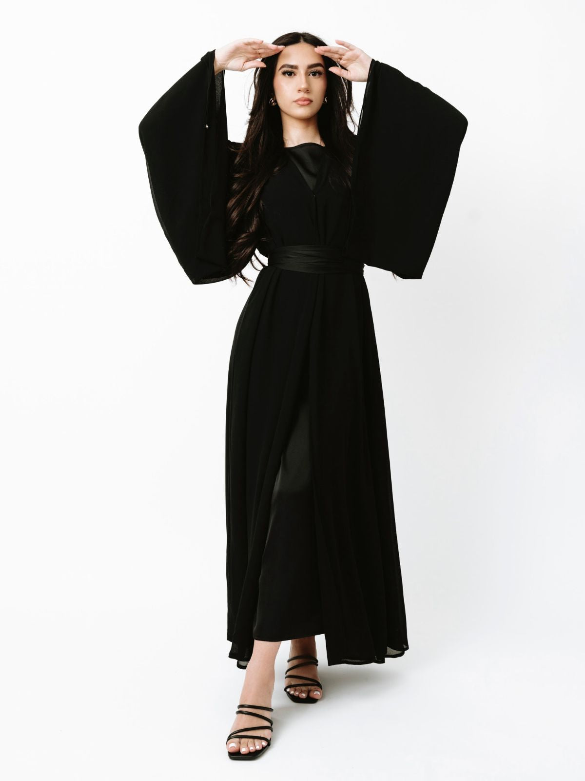 Laila Open Abaya Set - Black