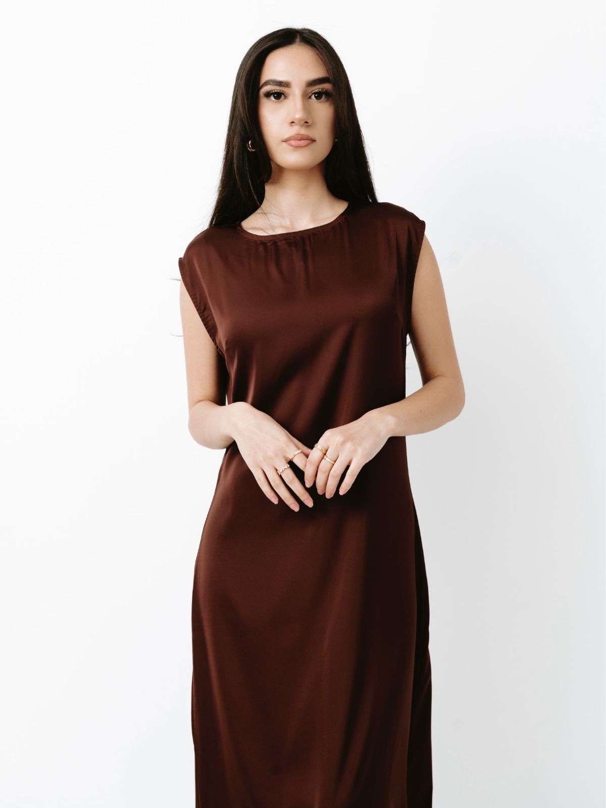 Laila Open Abaya Set - Brown