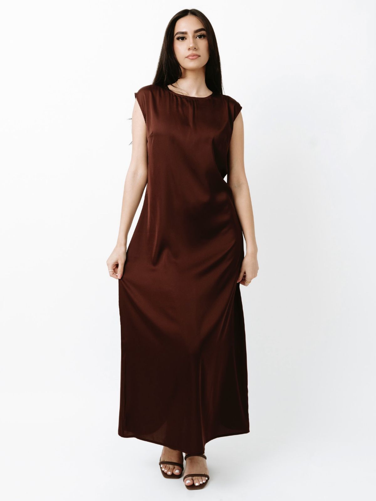Laila Open Abaya Set - Brown