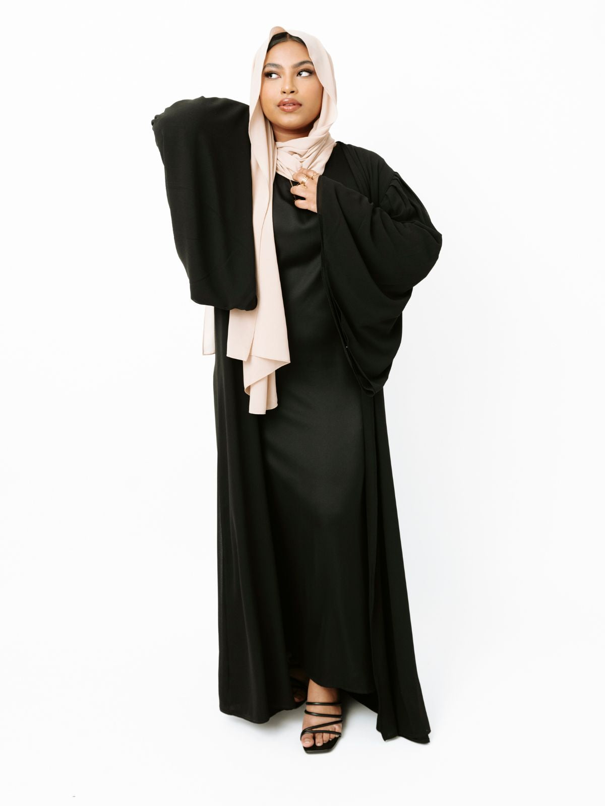 Laila Open Abaya Set - Black