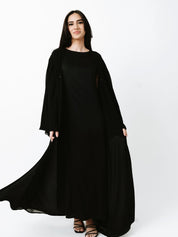 Laila Open Abaya Set - Black - LuxHijabs
