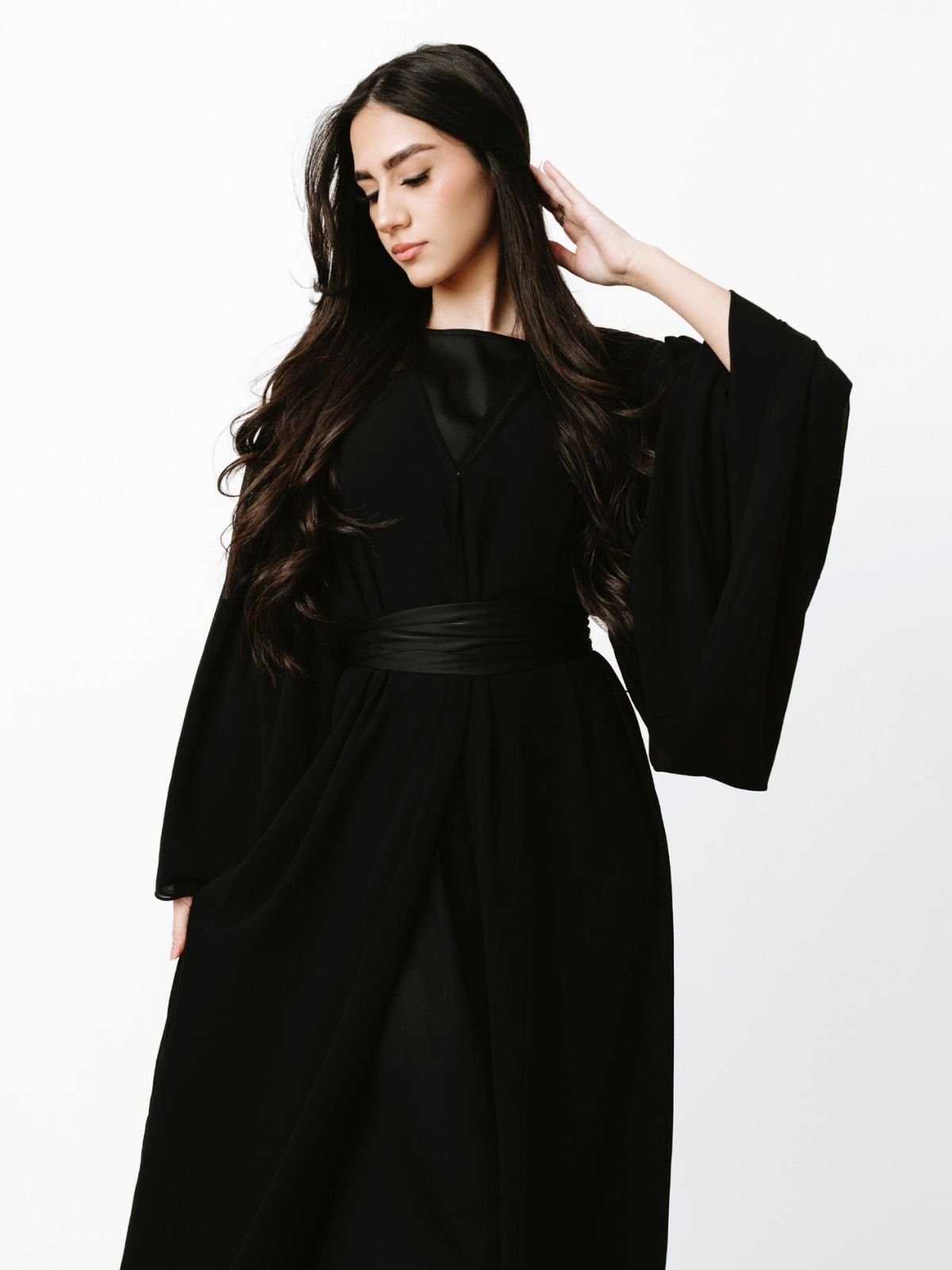 Laila Open Abaya Set - Black - LuxHijabs