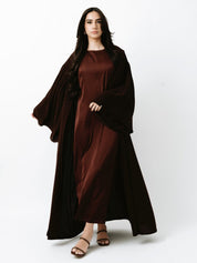 Laila Open Abaya Set - Brown - LuxHijabs