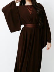 Laila Open Abaya Set - Brown - LuxHijabs