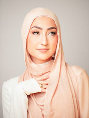 Matching Modal Undercap & Hijab - Rose Quartz - LuxHijabs