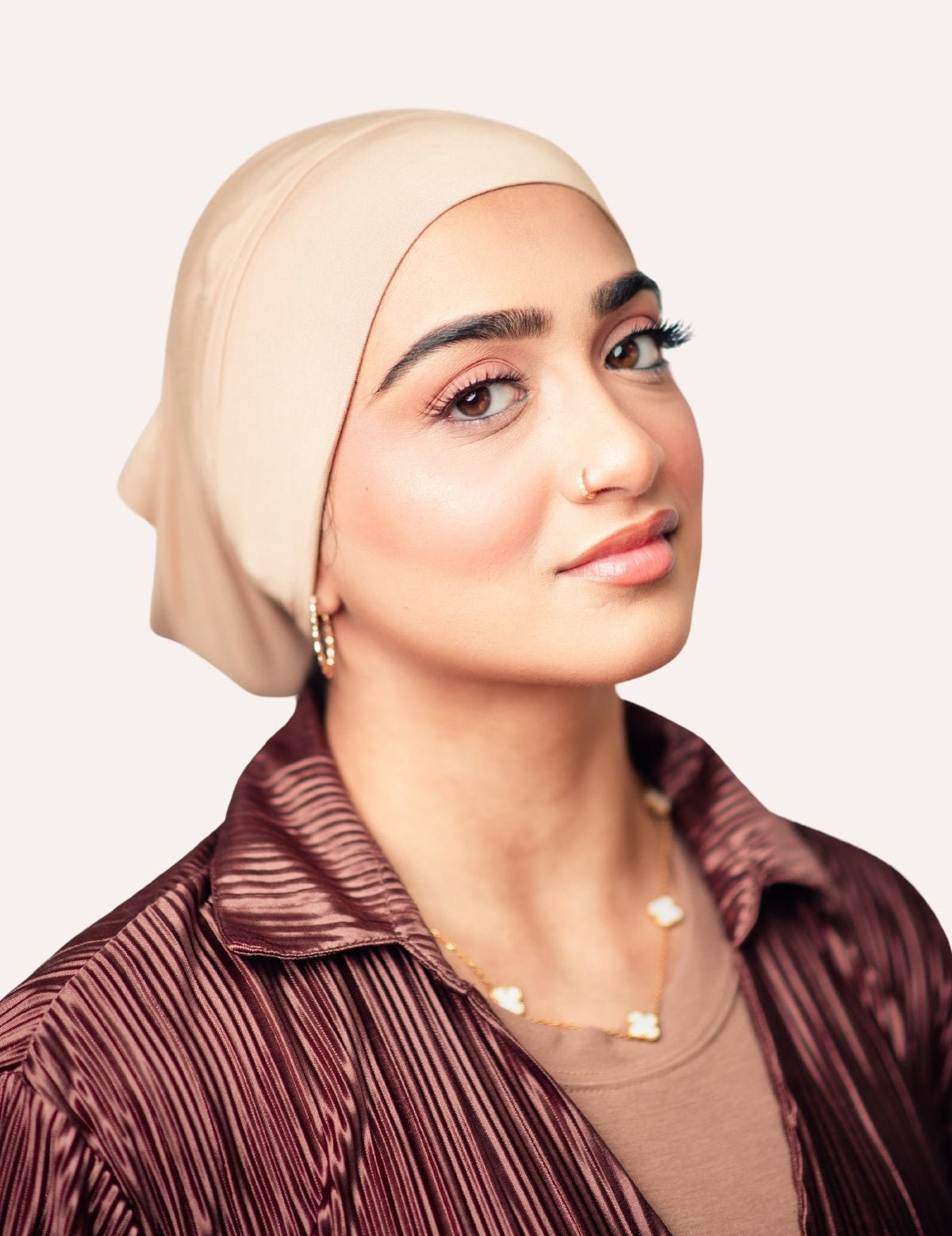 Tube Bamboo Clip - On Hijab Undercap Taupe - LuxHijabs