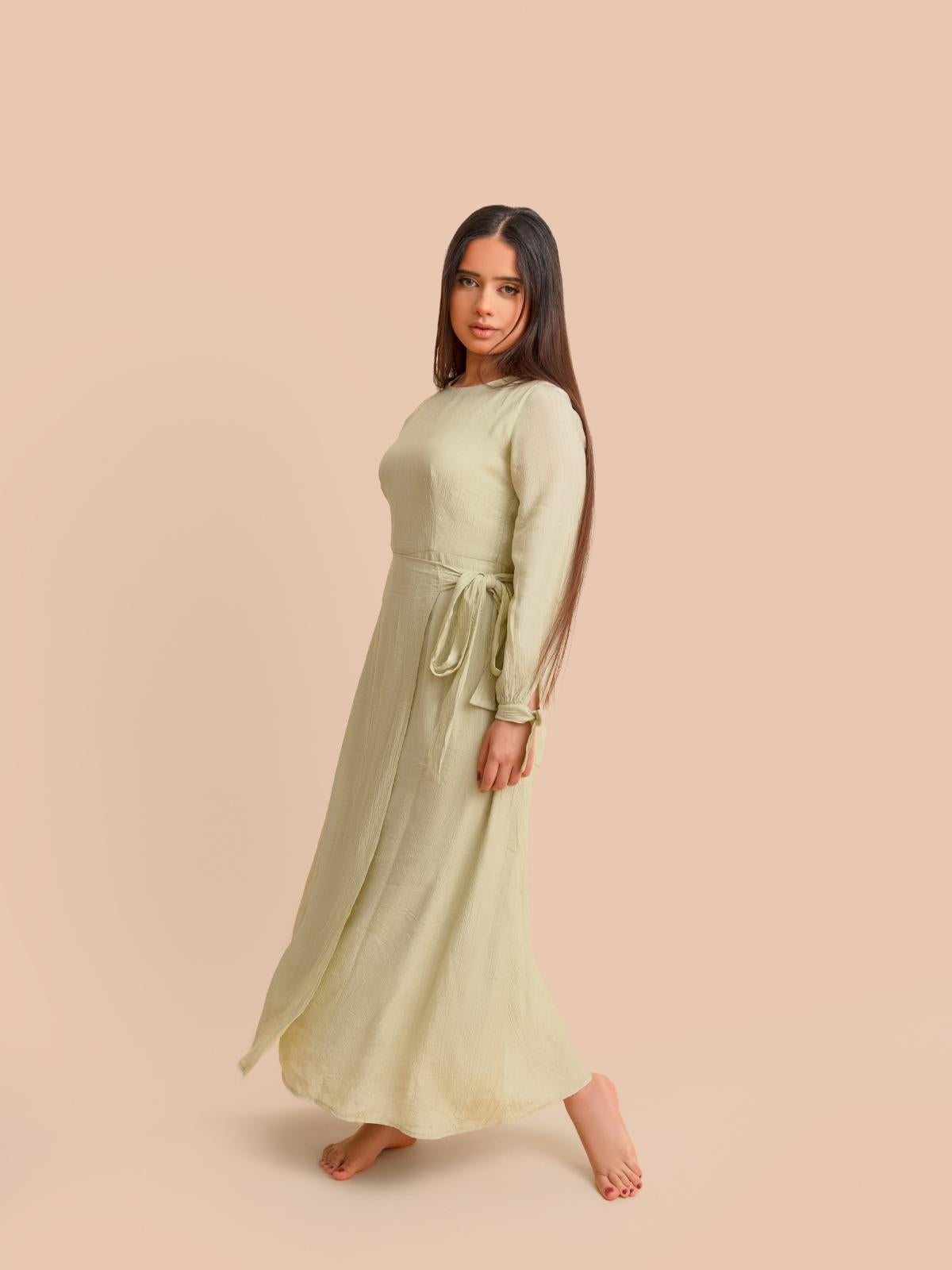 Umairah Modest Maxi Dress with Sleeves - Green Large Umairah Modest Maxi Dress with Sleeves - Green Large
