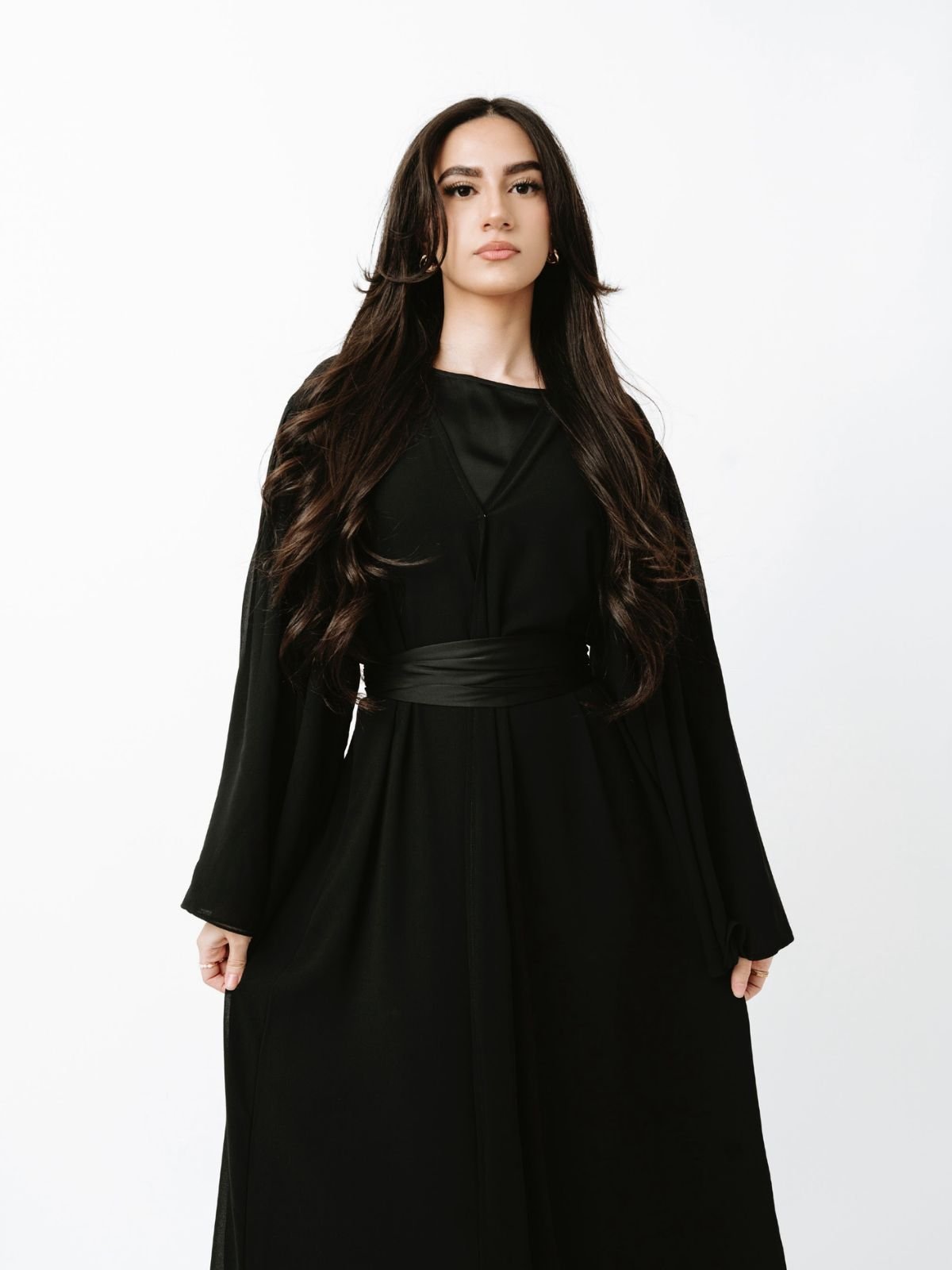 Laila Open Abaya Set - Black - LuxHijabs
