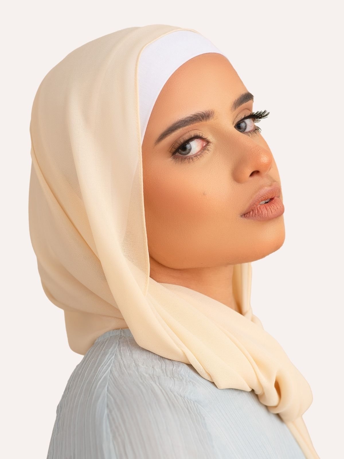 Premium Chiffon Hijab - Cream - LuxHijabs