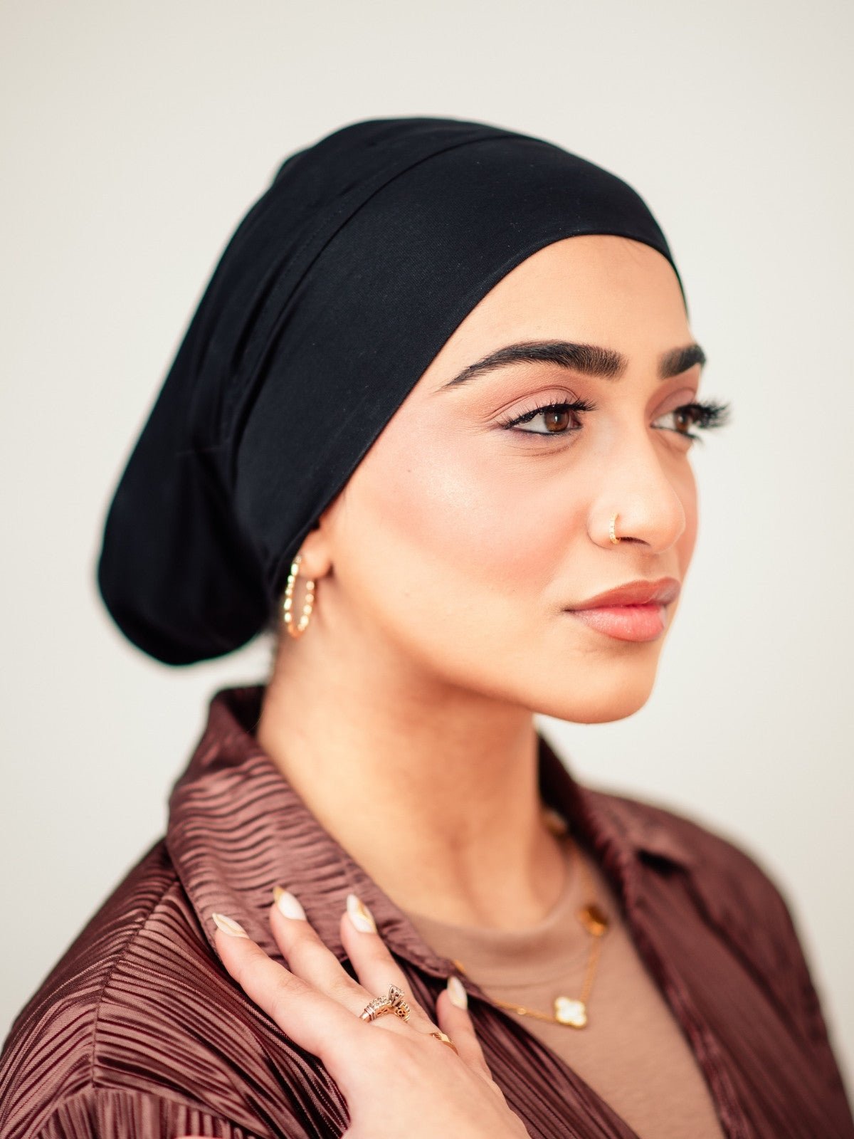 Tube Bamboo Clip-On Hijab Undercap Black - LuxHijabs