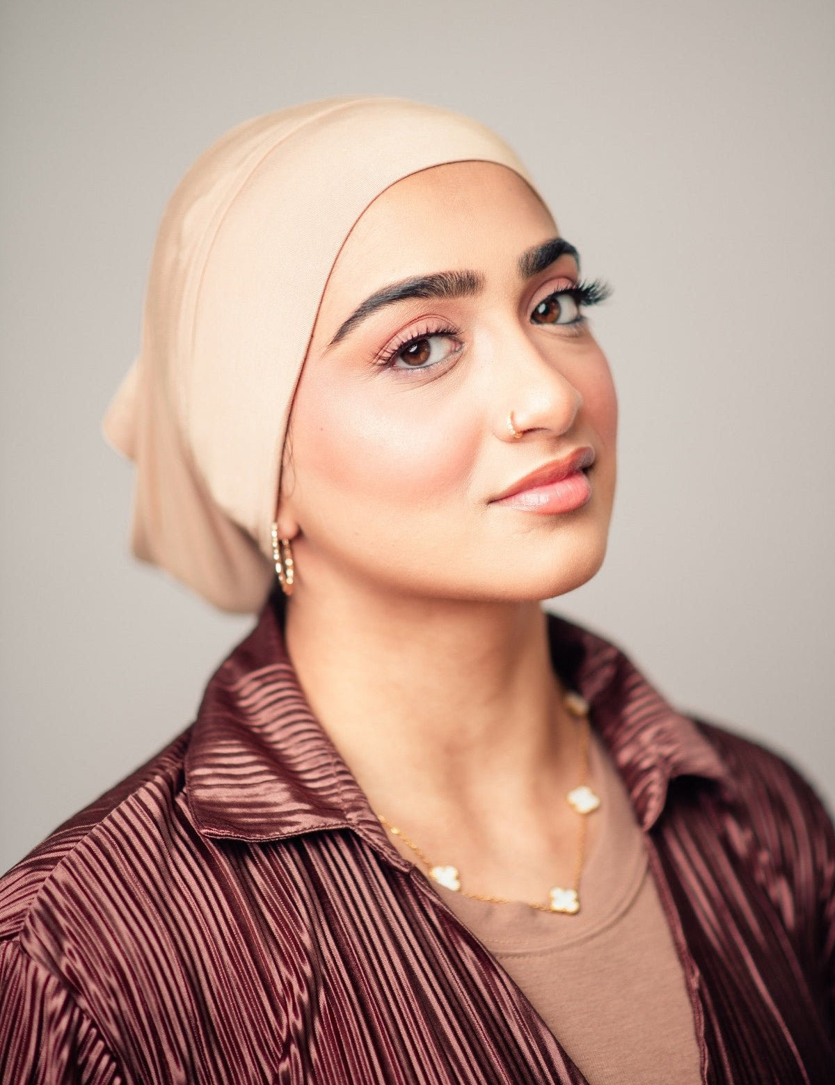 Tube Bamboo Clip-On Hijab Undercap Taupe - LuxHijabs